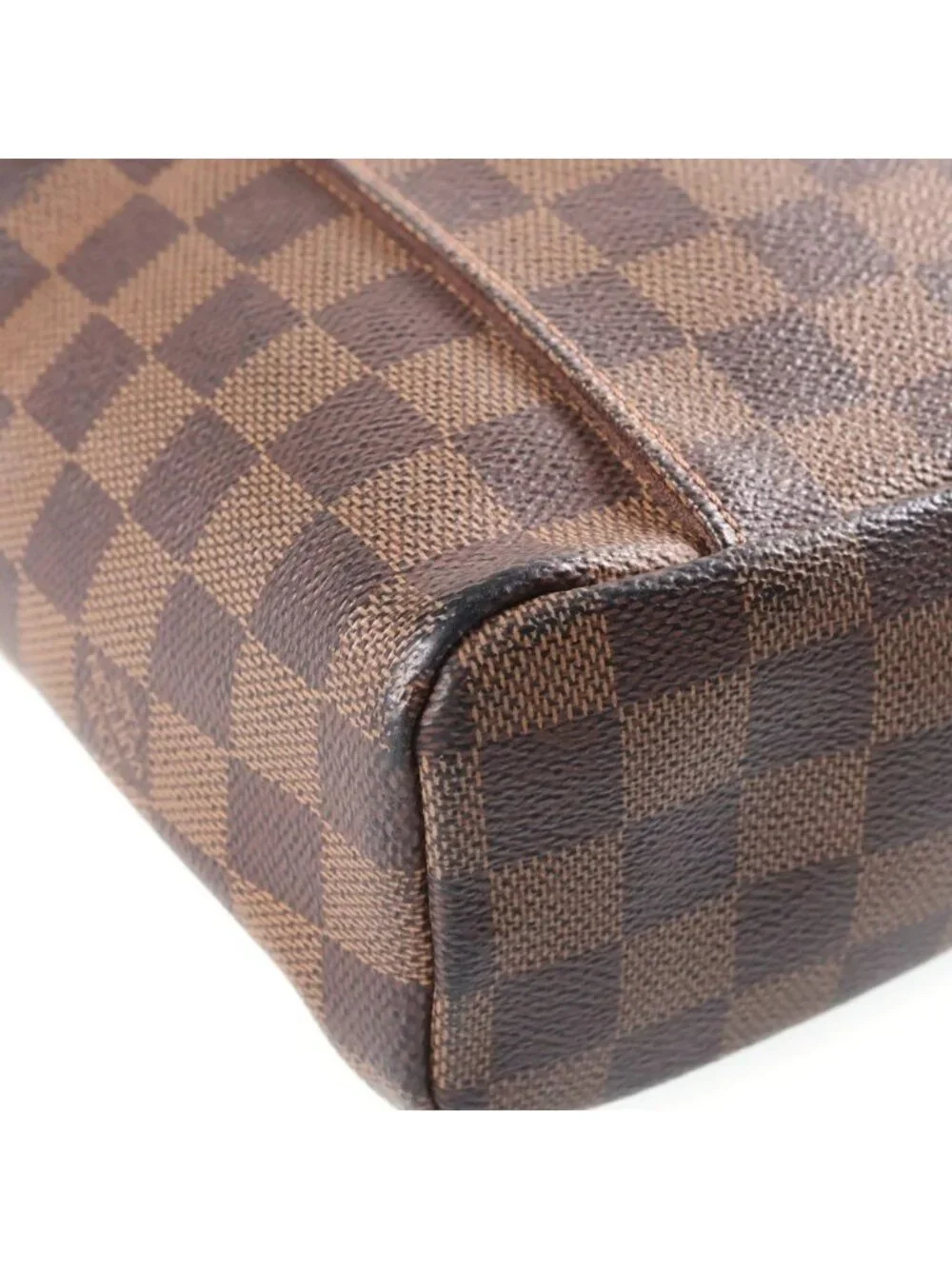 Louis Vuitton Damier Olaf PM Shoulder Bag Brown Leather Gold
